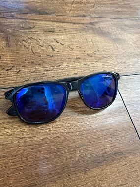 Marc Hunter Black Sunglasses with Blue Mirrored Lenses